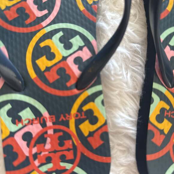 Tory Burch Flip Flops Rainbow Monogram Size 7‎ - Picture 3 of 5